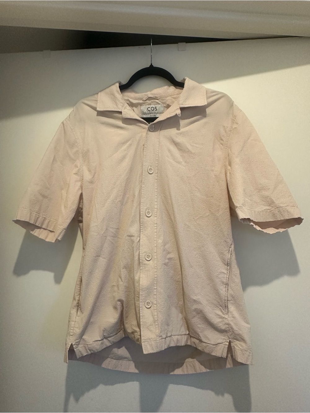 COS Relaxed Short-Sleeve Button-Up in Light Beige